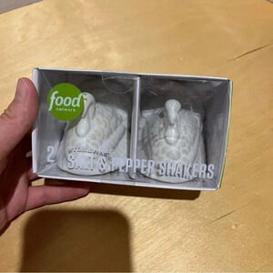 Food Network Turkey Salt Pepper Stoneware Shakers Beige Glazed Thanksgiving